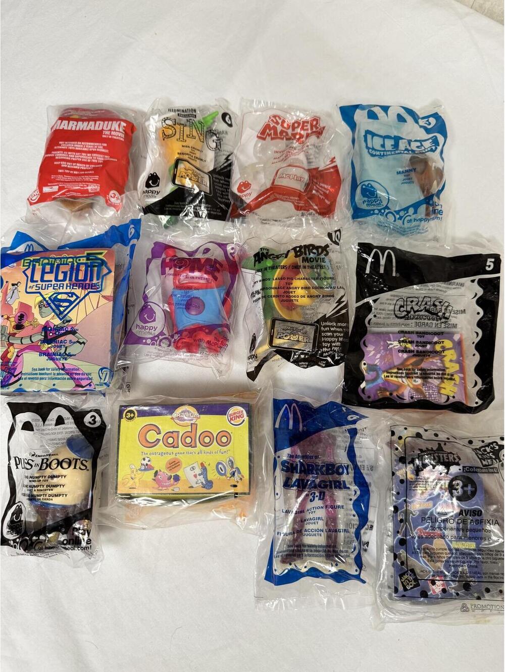 Lot of 12 Sealed McDonald’s Burger King Happy Meal Toys Mario Crash Bandicoot